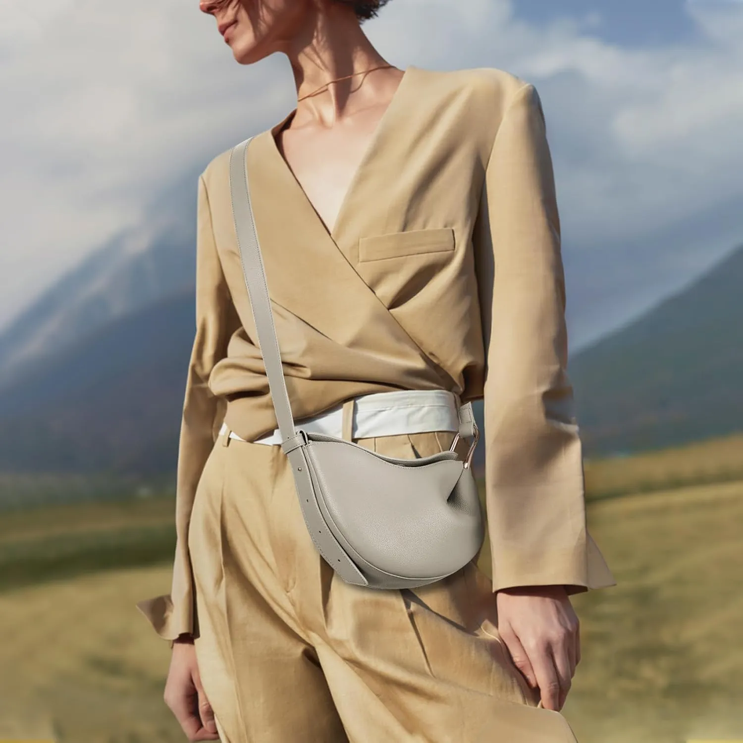 Crescent Crossbody Bags Dumpling PU Shoulder Bag Purses Small Trendy Designer Luxury Faux Leather Hobo Saddle Bag for Women