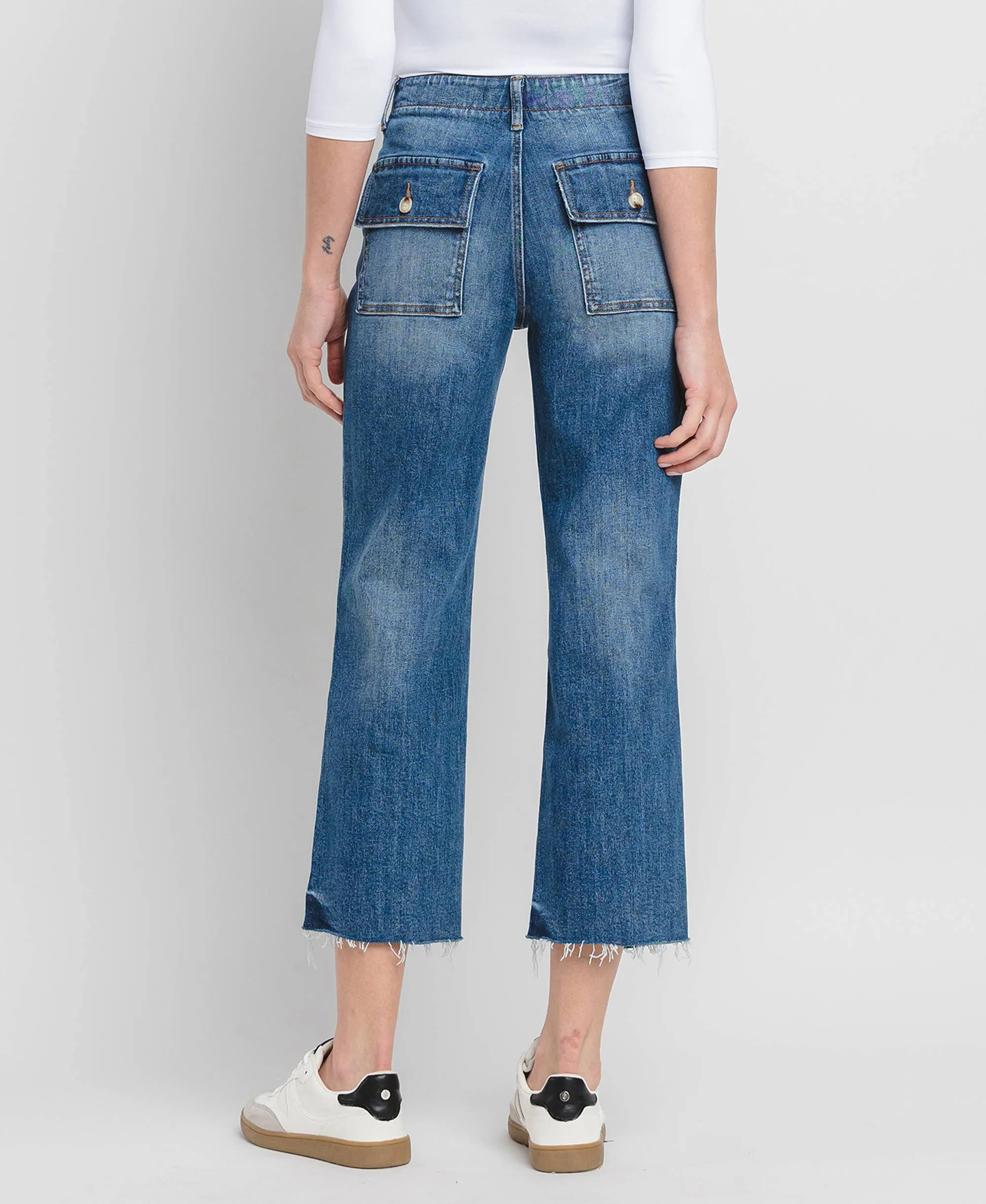 Crop Utility Pocket Straight Jeans