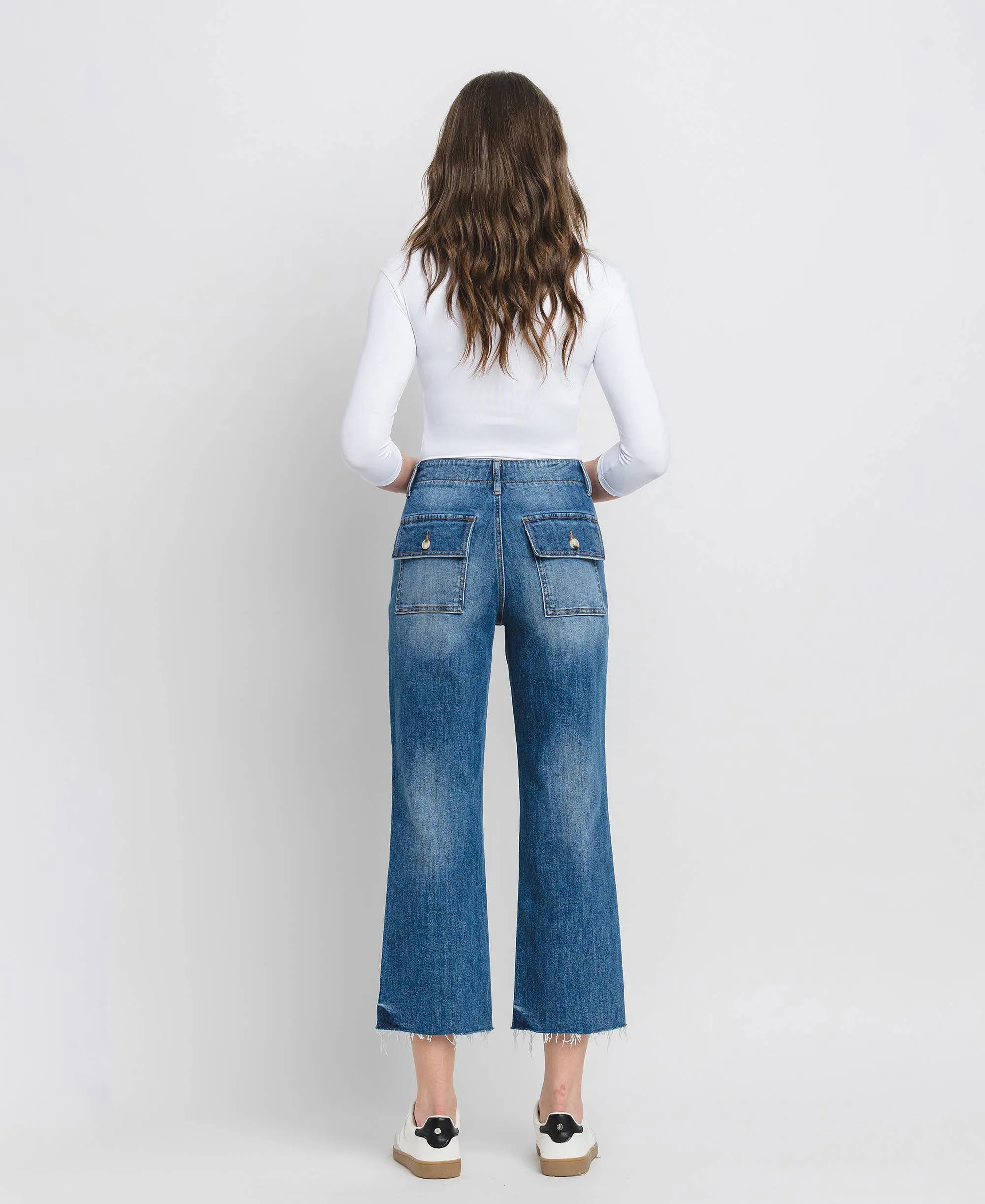Crop Utility Pocket Straight Jeans