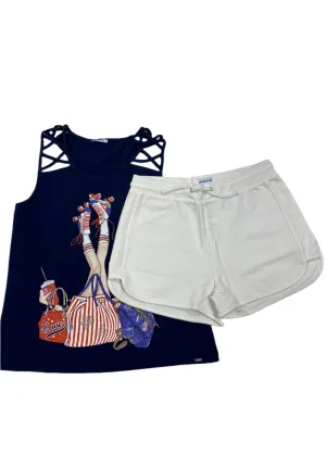 Cross Shoulder Design Top and Short Set