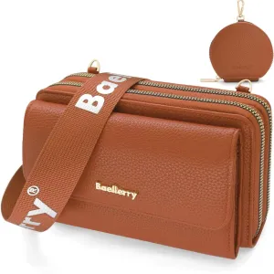 Crossbody Bag for Women Small Shoulder Handbag Leather Cell Phone Purse Wristlet Clutch Wallet with Card Slots
