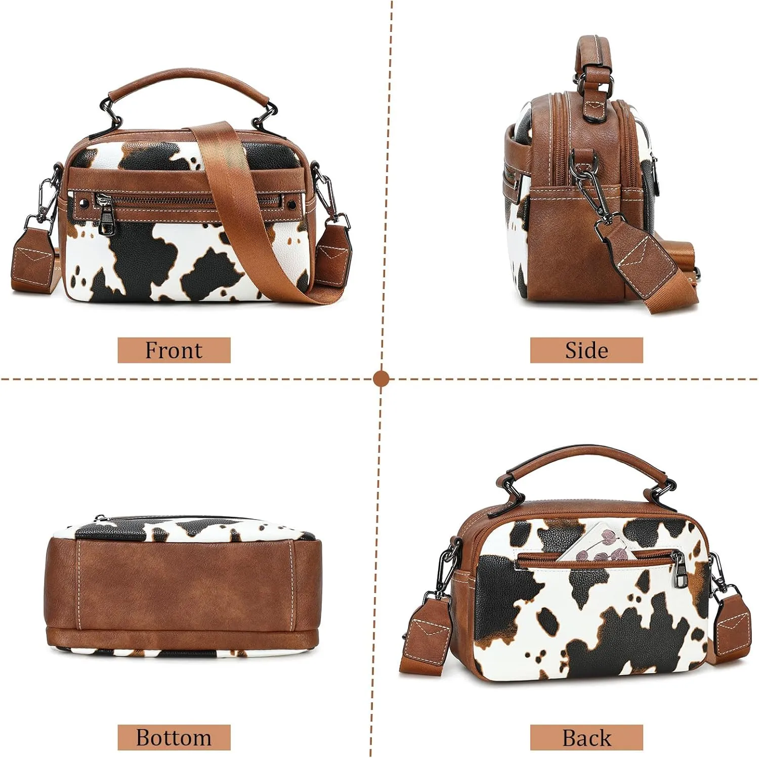 Crossbody Bags for Women Vegan Leather Shoulder Handbags Small Cross Body Purses for Women Trendy with Wide Strap