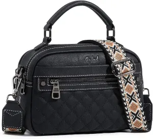 Crossbody Bags for Women Vegan Leather Shoulder Handbags Small Cross Body Purses for Women Trendy with Wide Strap