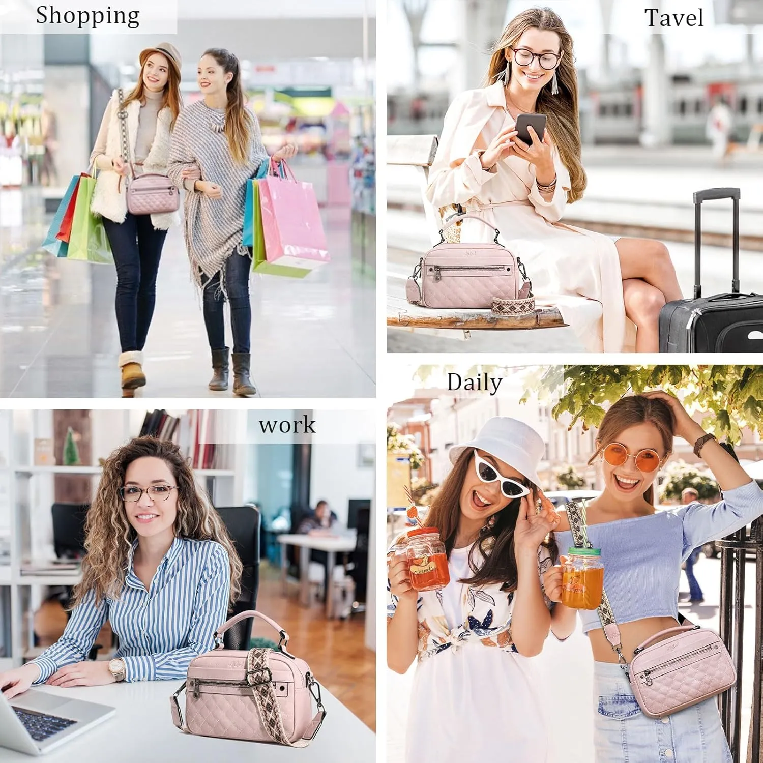 Crossbody Bags for Women Vegan Leather Shoulder Handbags Small Cross Body Purses for Women Trendy with Wide Strap