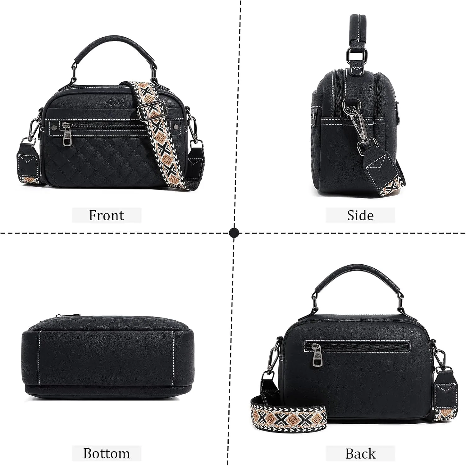 Crossbody Bags for Women Vegan Leather Shoulder Handbags Small Cross Body Purses for Women Trendy with Wide Strap