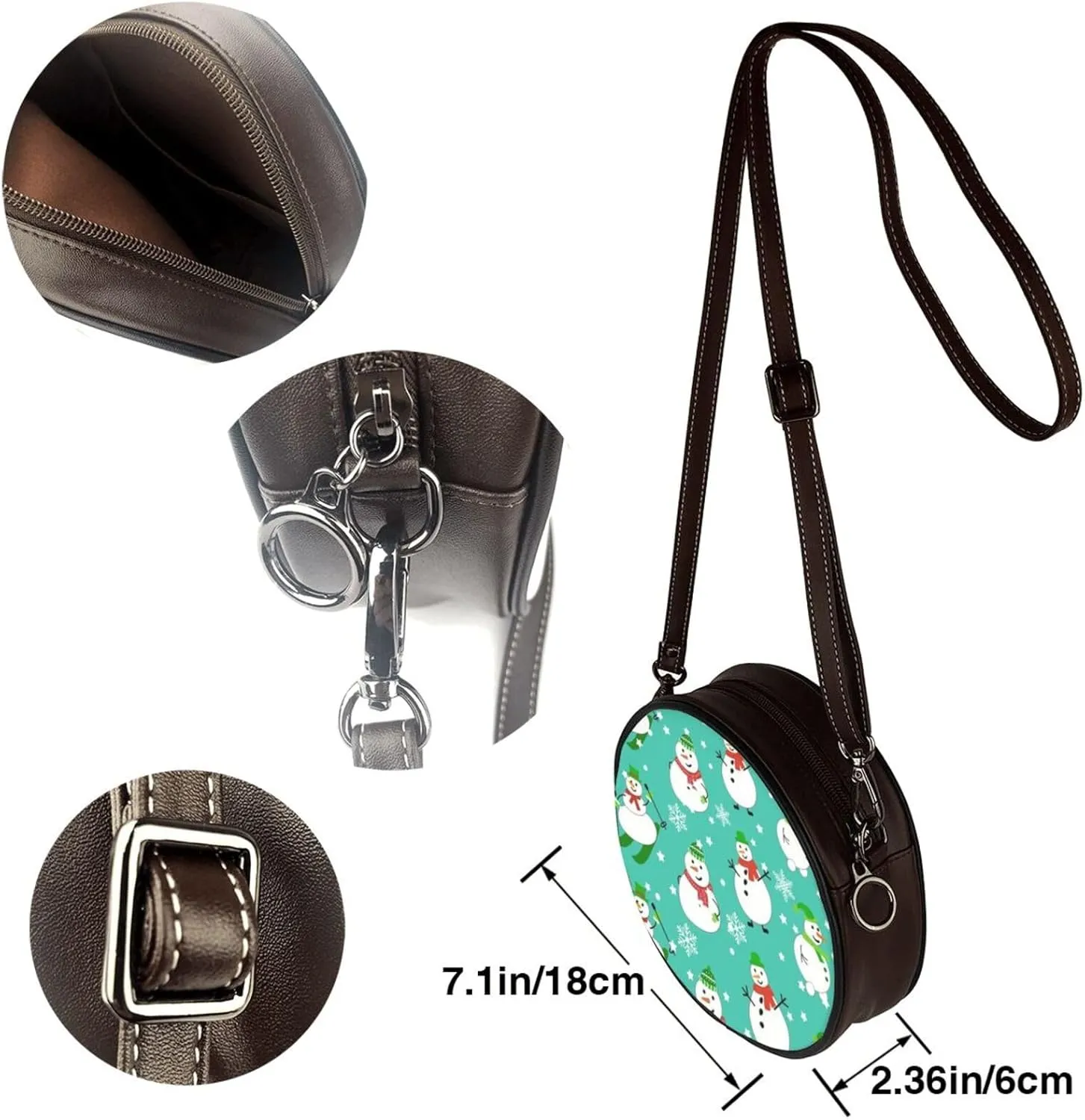 Crossbody Purse for Women, PU Leather Round Crossbody Bag, Mini Purses Handbags with Strap Zipper