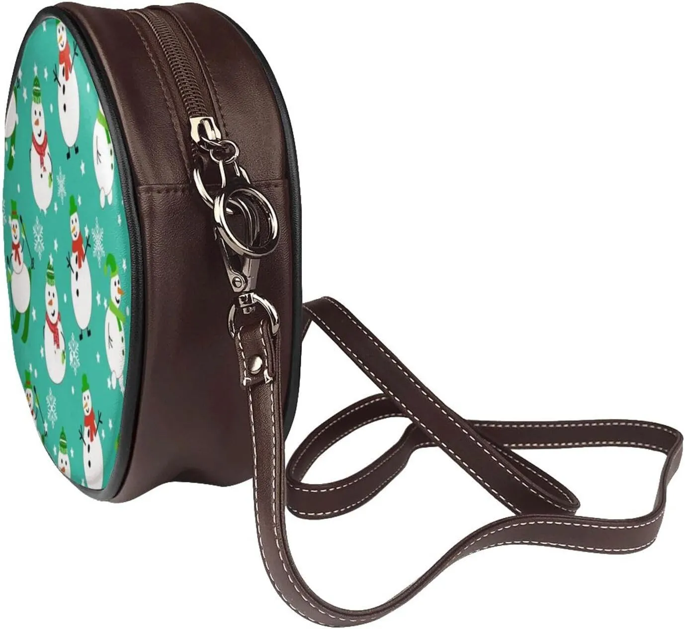 Crossbody Purse for Women, PU Leather Round Crossbody Bag, Mini Purses Handbags with Strap Zipper