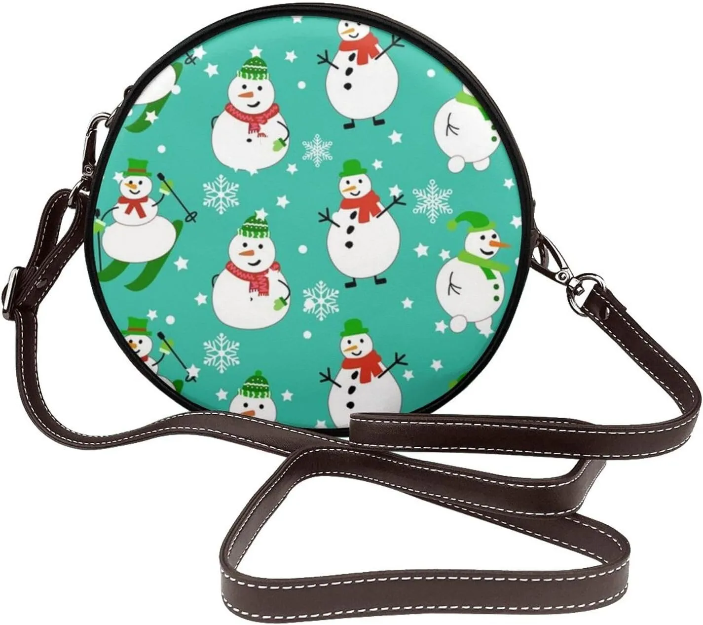Crossbody Purse for Women, PU Leather Round Crossbody Bag, Mini Purses Handbags with Strap Zipper