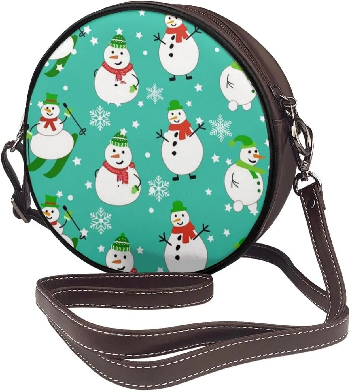 Crossbody Purse for Women, PU Leather Round Crossbody Bag, Mini Purses Handbags with Strap Zipper