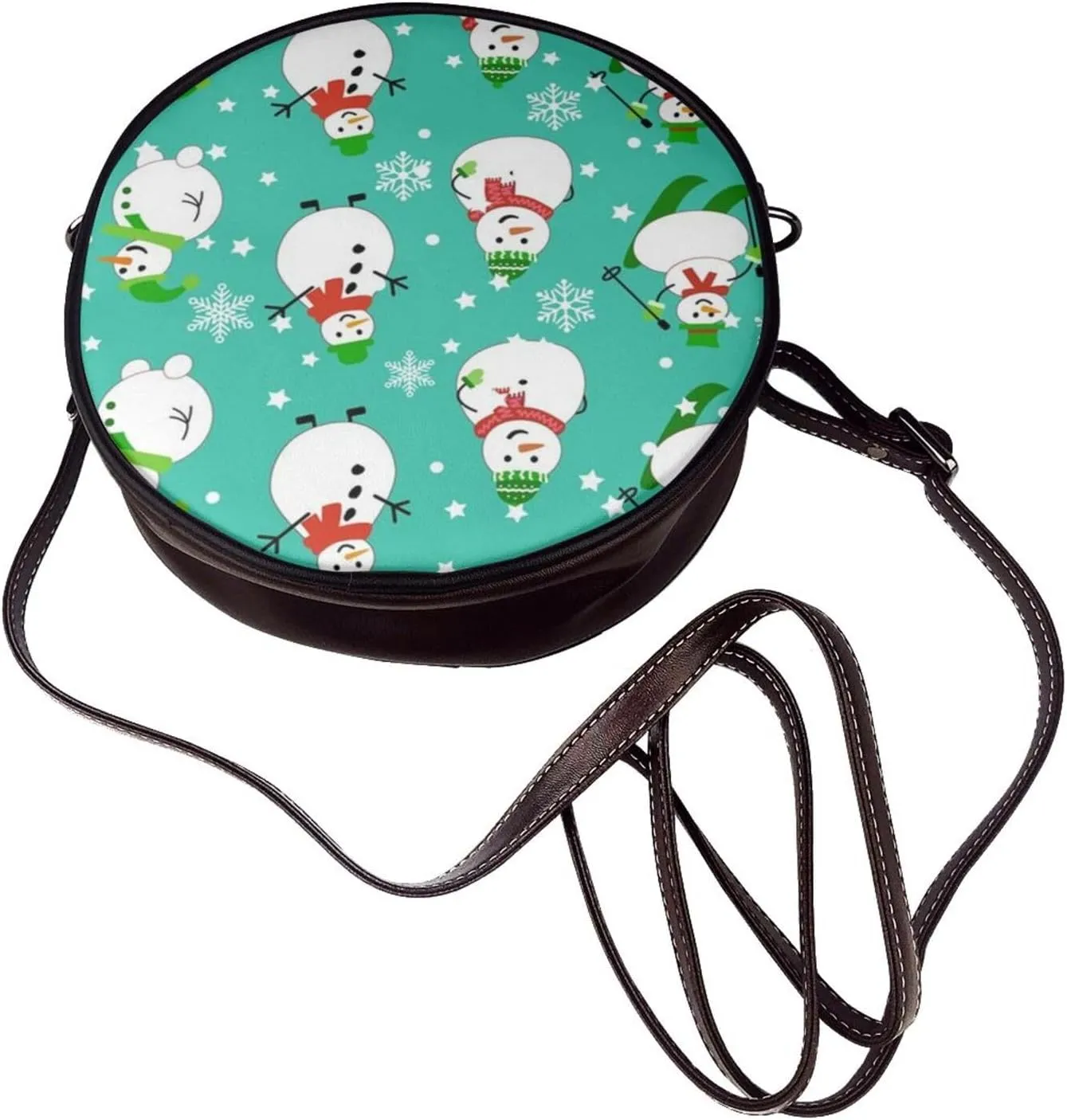 Crossbody Purse for Women, PU Leather Round Crossbody Bag, Mini Purses Handbags with Strap Zipper