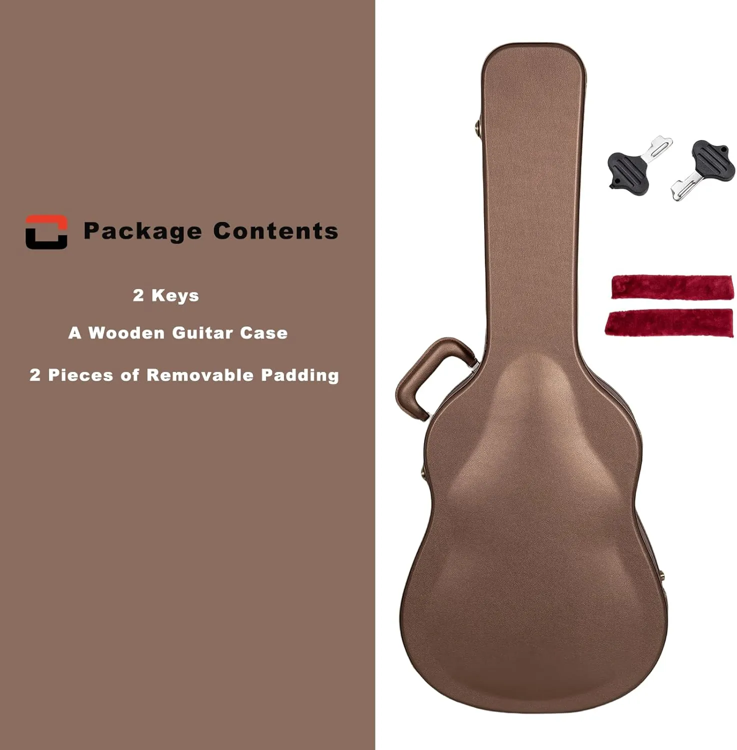 Crossrock Wooden Dreadnought Guitar Case for Martin D-28 / Taylor Grand Auditorium | Chocolate Brown Finish, Burgundy Velvet Interior, Lock – Designer Series