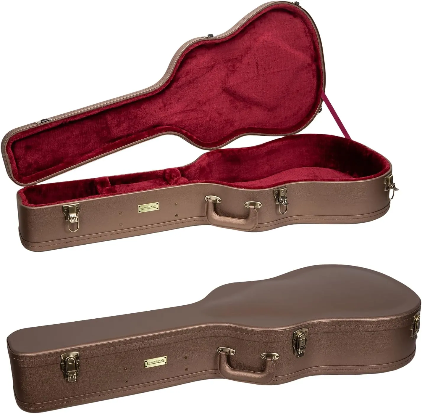 Crossrock Wooden Dreadnought Guitar Case for Martin D-28 / Taylor Grand Auditorium | Chocolate Brown Finish, Burgundy Velvet Interior, Lock – Designer Series