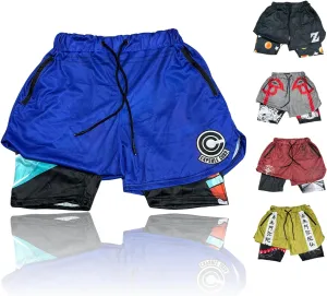 CROWN Anime Shorts - Breathable Mesh Stretch Compression Short with Pockets and Towel Holder