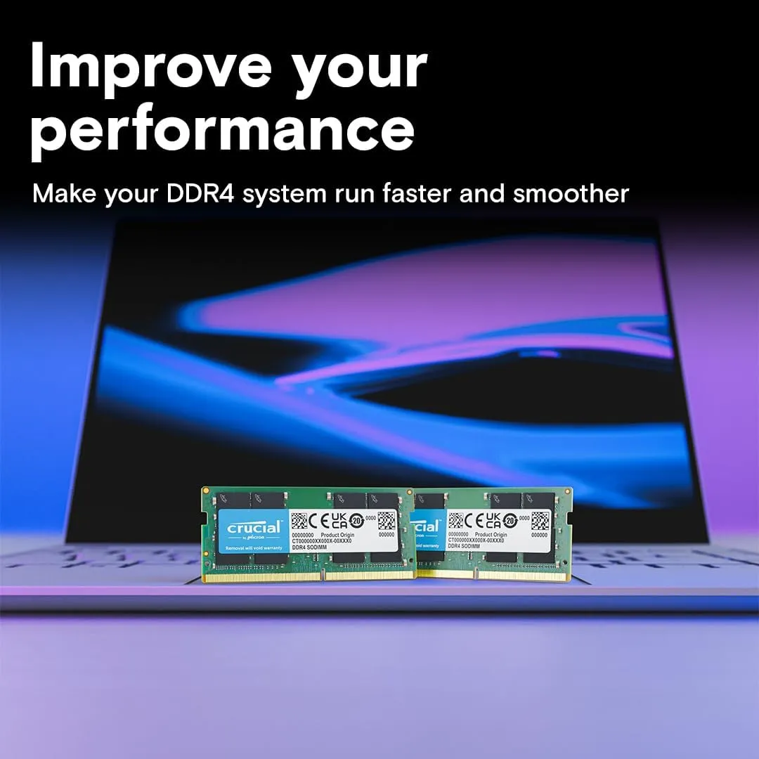 Crucial 64GB DDR4 RAM Kit (2x32GB), 3200MHz (PC4-25600) CL22 Laptop Memory, SODIMM 260-Pin, Downclockable to 2933/2666MHz, Compatible with 13th Gen Intel Core and AMD Ryzen 7000 - CT2K32G4SFD832A