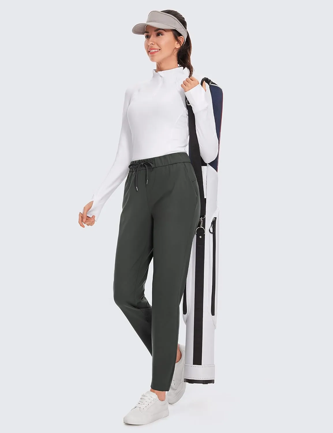 CRZ YOGA Womens 4-Way Stretch Pants Tall 29" - Sweatpants Travel Outdoor Workout Athletic Pockets Trousers