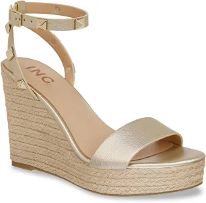 Cufflinks Inc. INC Womens Maverickp Faux Leather Ankle Strap Wedge Sandals Gold 9 Medium (B,M)