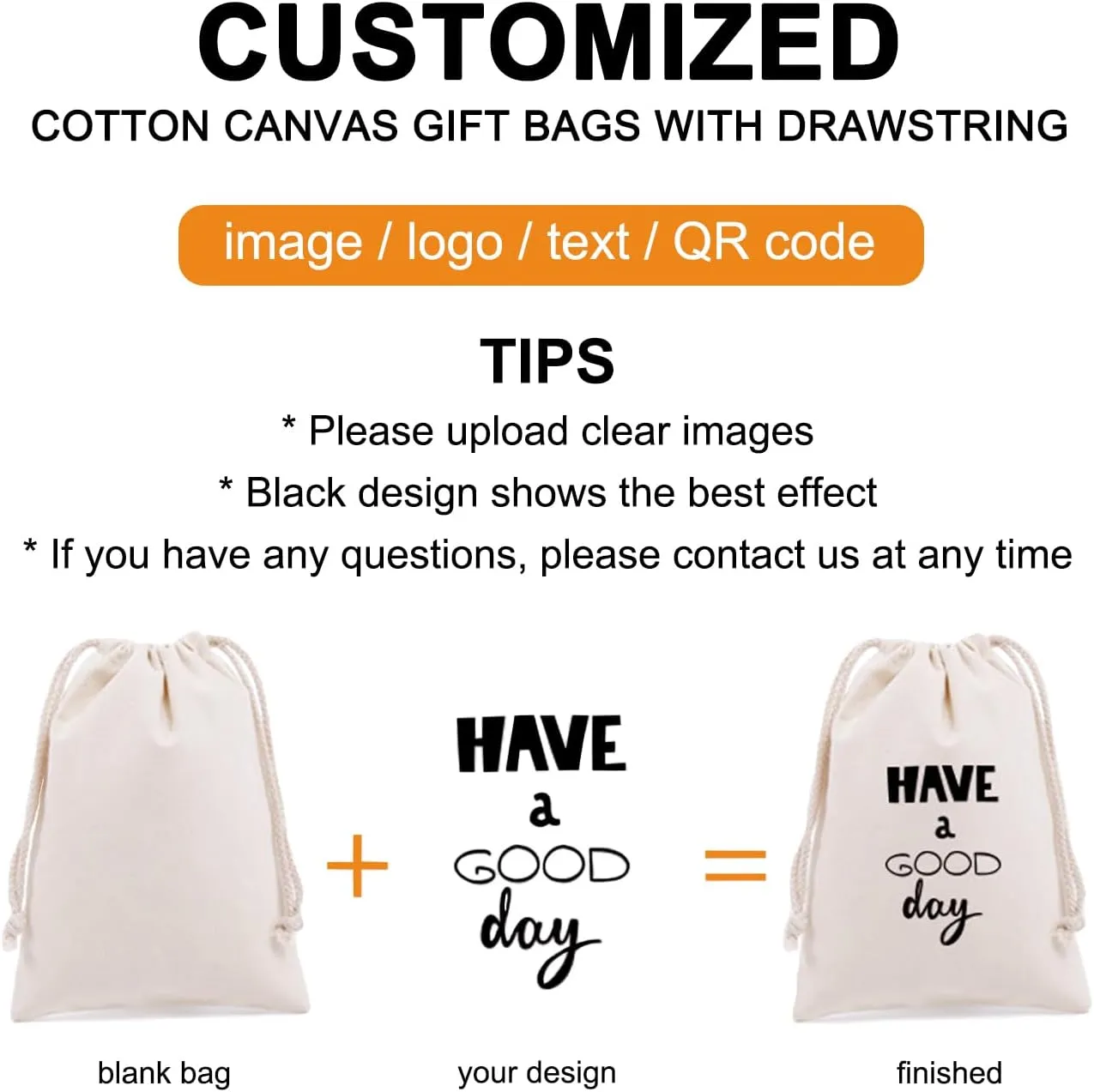 Custom 30PCS Cotton Muslin Drawstring Bags, Personalized Canvas Gift Pouches with Logo Party Favors, Sachet Bags Pouch for Jewelry Storage (White, 6.69x9.05 inch (17x23 cm))