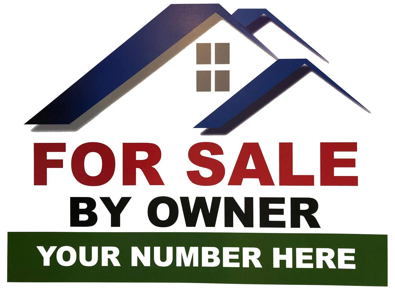 Custom For Sale By Owner Yard Sign, FSBO, Printed 2 Sided - 18 x 24, Wire H Stake Included - Outdoor, Weather Resistant Corrugated Plastic