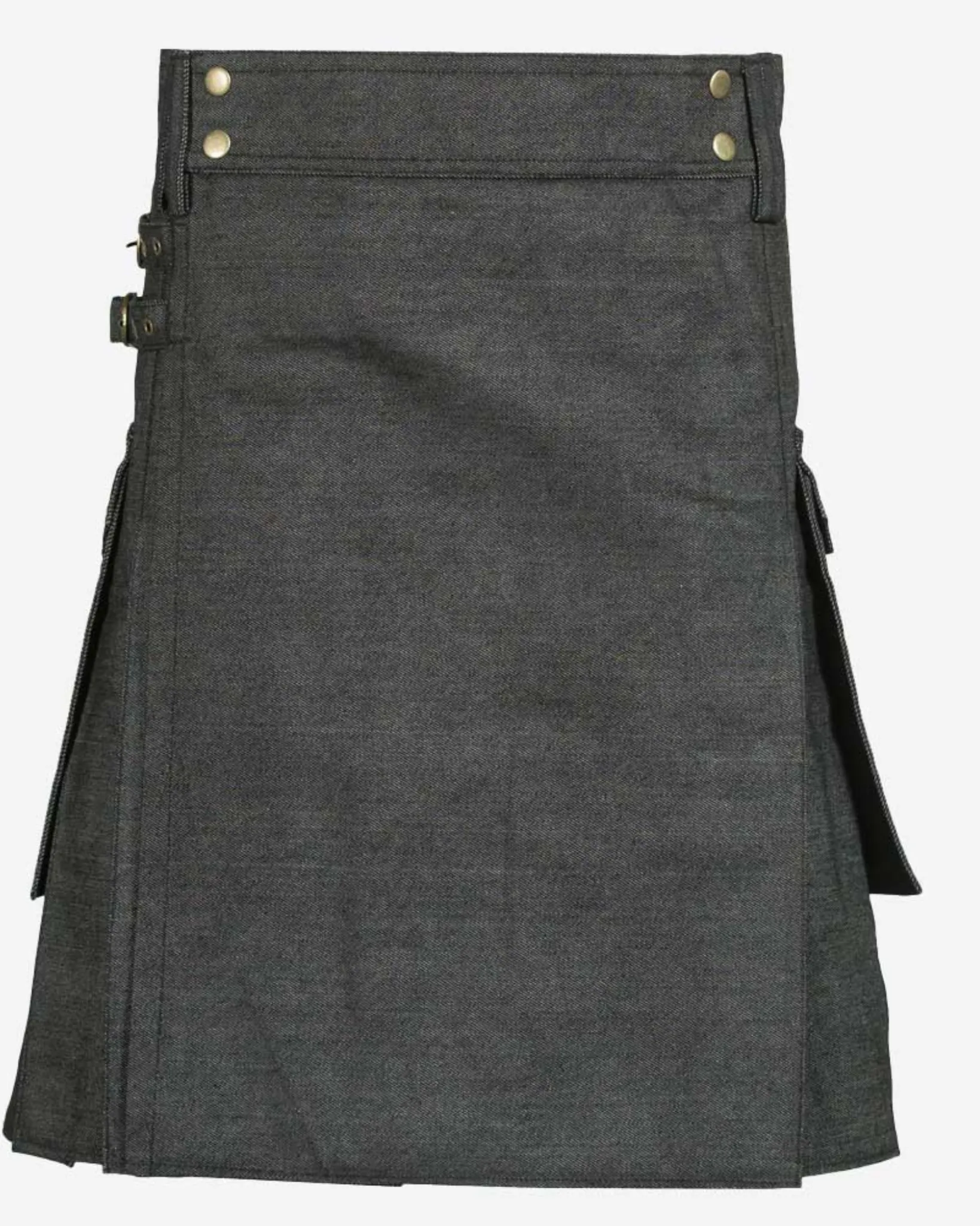 Custom Handmade Denim Black Scottish Utility Kilt - Redefining Comfort and Functionality