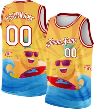 Custom Jersey Basketball, Custom Gold Maroon-White Throwback Basketballs Jerseys, Printed Name Number