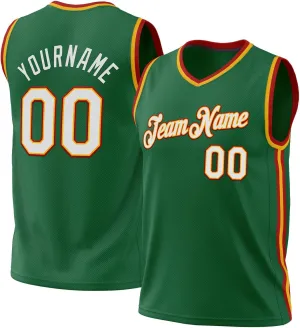 Custom Jersey Basketball, Custom Kelly Green Gold-Red Throwback Basketballs Jerseys, Printed Name Numbe
