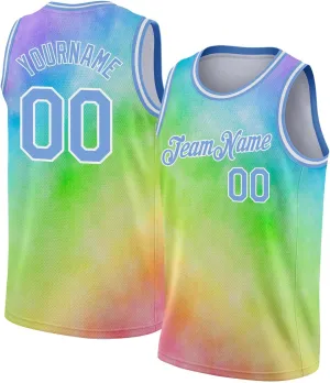 Custom Jersey Basketball, Custom Royal White Pinstripe Light Blue-White Basketballs Jerseys, Printed Name