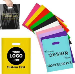 Custom Plastic Bags with Logo-Personalized Gifts Bags for Small Businesses,Clothing Stores,Supermarkets,Party Event