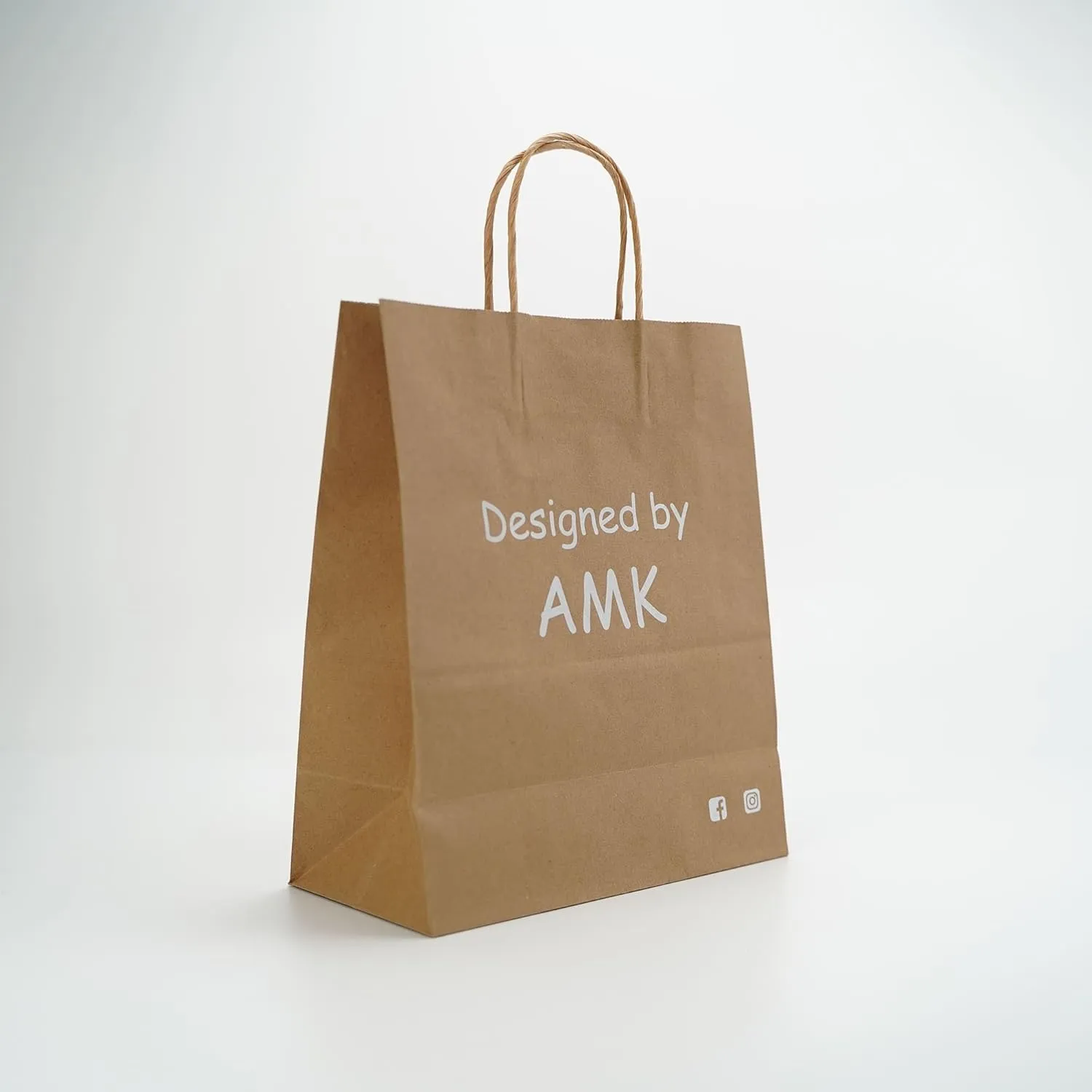 Custom Printed Kraft Paper Bags for Small Business,10.5x8.5x4.25 inch Medium Size, Personalized Retail Gift Bags with Logo, White Shopping Paper bag with Handle, Goodie Bags (50pcs - Brown)