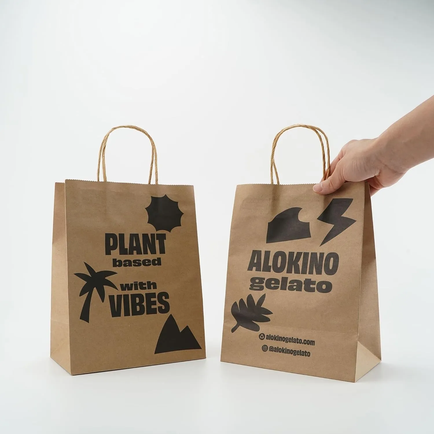 Custom Printed Kraft Paper Bags for Small Business,10.5x8.5x4.25 inch Medium Size, Personalized Retail Gift Bags with Logo, White Shopping Paper bag with Handle, Goodie Bags (50pcs - Brown)