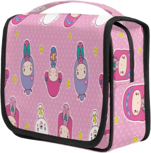 Cute Girl Star Travel Toiletry Bag for Women Portable Waterproof Travel Makeup Bag with Hanging Hook Makeup Cosmetic Organizer for Travel Business Trip Camping Bathroom