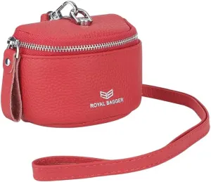 Cute Mini Coin Purse for Women - RFID Blocking, Genuine Leather Change Pouch Fashion Simple Storage Bag 2900 (Big Red)