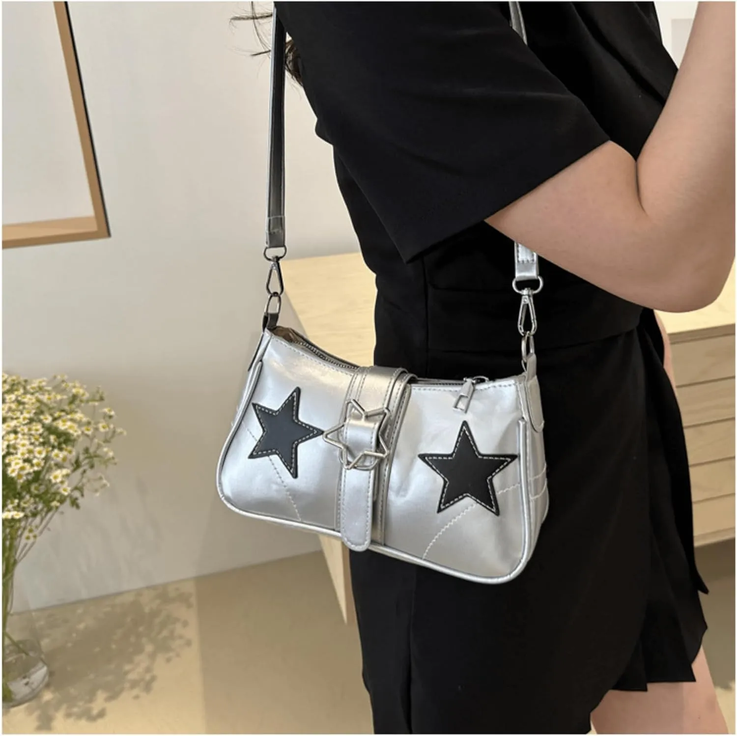 Cute Y2K Handbag Purse, Aesthetic Star Shoulder Bag for Women Trendy