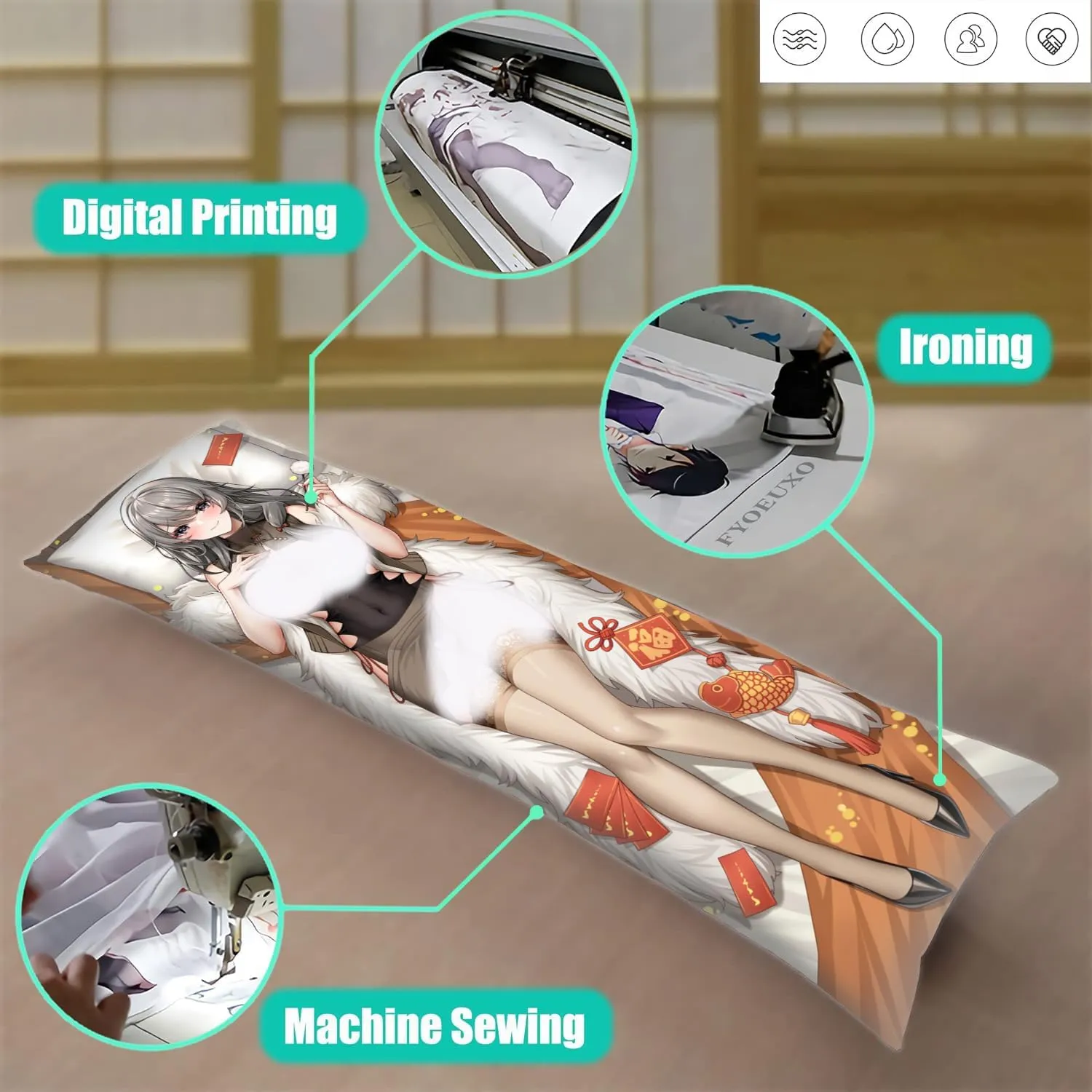 Dakimakura Anime Azur Lane Hugging Body Pillow Case, 19""x59"" Throw Pillow Cover, Double-Sided Print Bedding Decorative Pillowcase (Charybdis), FA11K