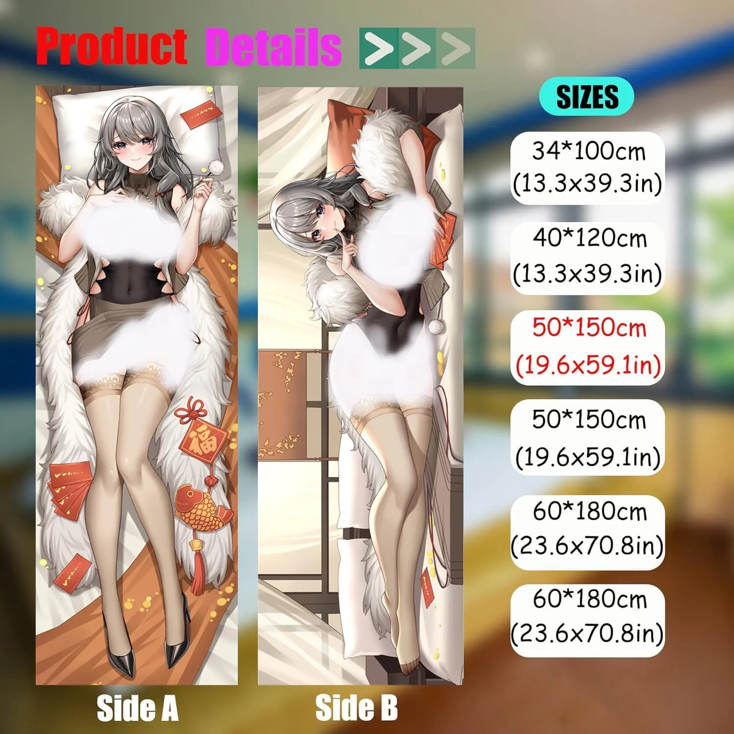 Dakimakura Anime Azur Lane Hugging Body Pillow Case, 19""x59"" Throw Pillow Cover, Double-Sided Print Bedding Decorative Pillowcase (Charybdis), FA11K