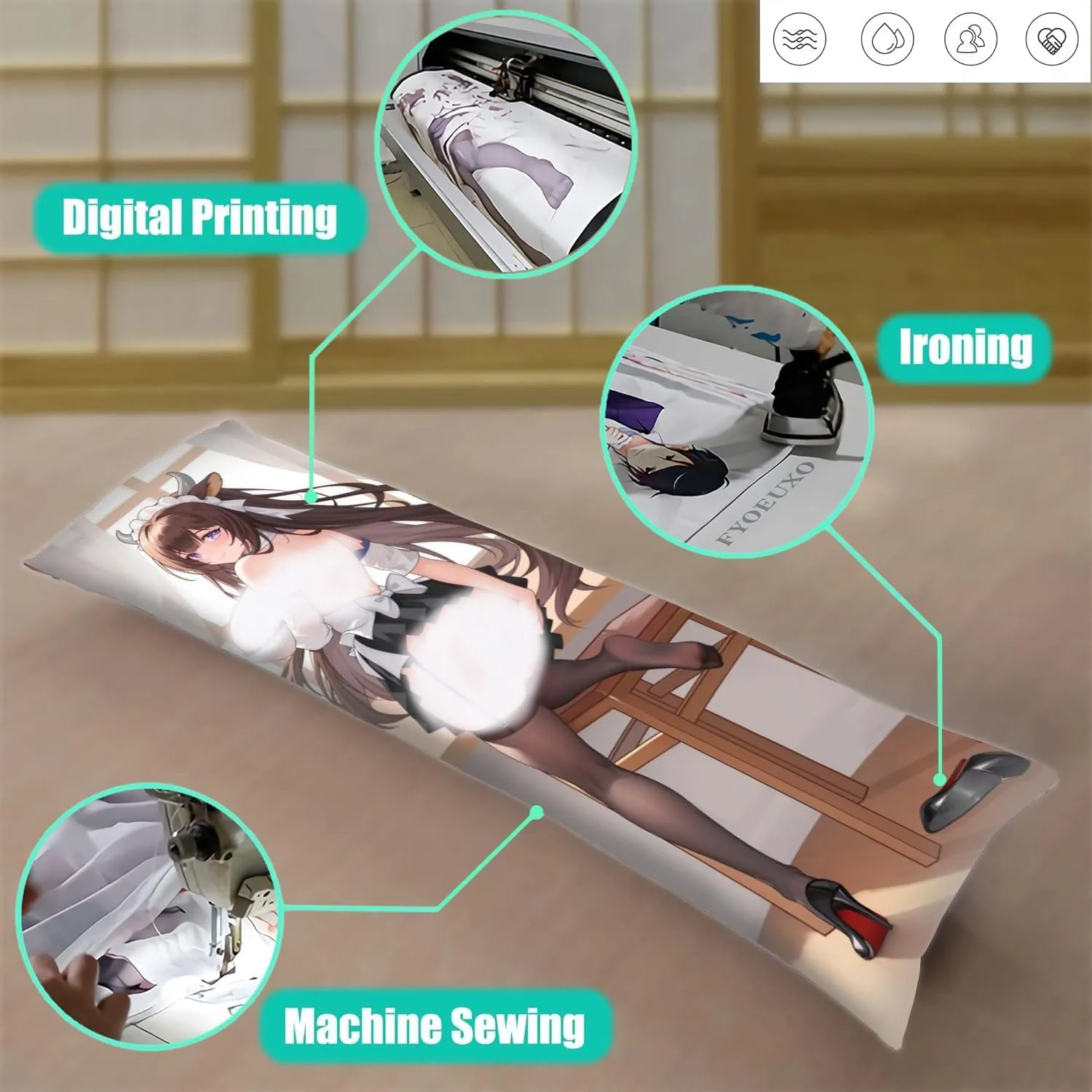 Dakimakura Anime Azur Lane Hugging Body Pillow Case, 19""x59"" Throw Pillow Cover, Double-Sided Print Bedding Decorative Pillowcase (IJN Kashino), FA11K