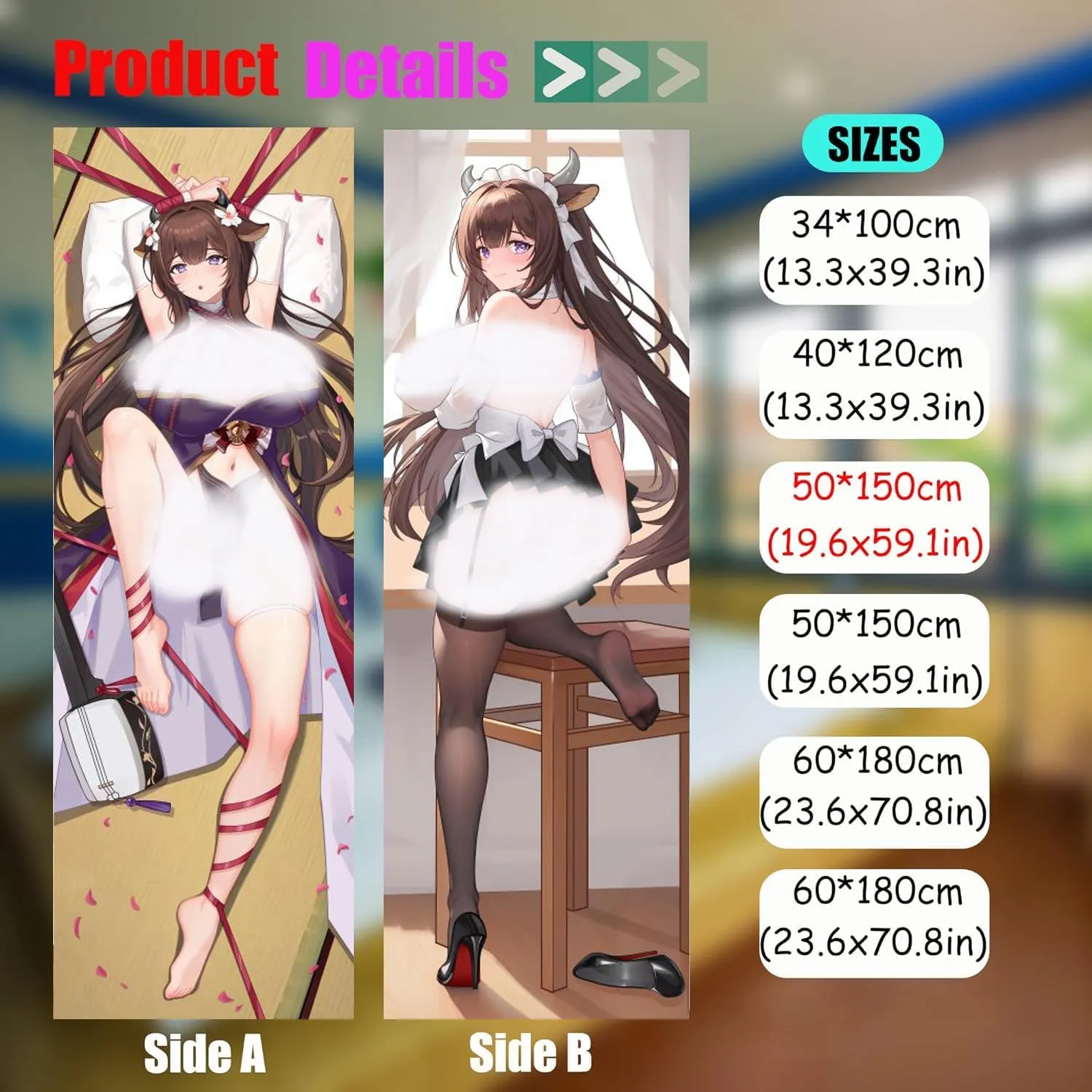 Dakimakura Anime Azur Lane Hugging Body Pillow Case, 19""x59"" Throw Pillow Cover, Double-Sided Print Bedding Decorative Pillowcase (IJN Kashino), FA11K