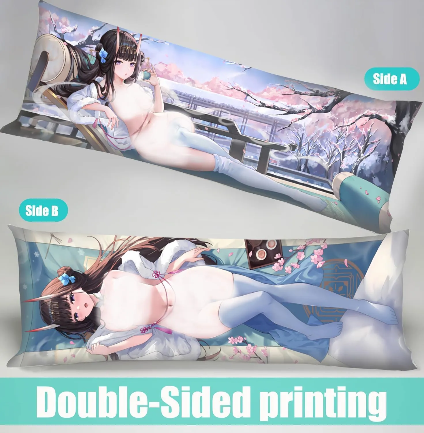 Dakimakura Anime Azur Lane Hugging Body Pillow Case, 19""x59"" Throw Pillow Cover, Double-Sided Print Bedding Decorative Pillowcase (IJN Noshiro), FA11K