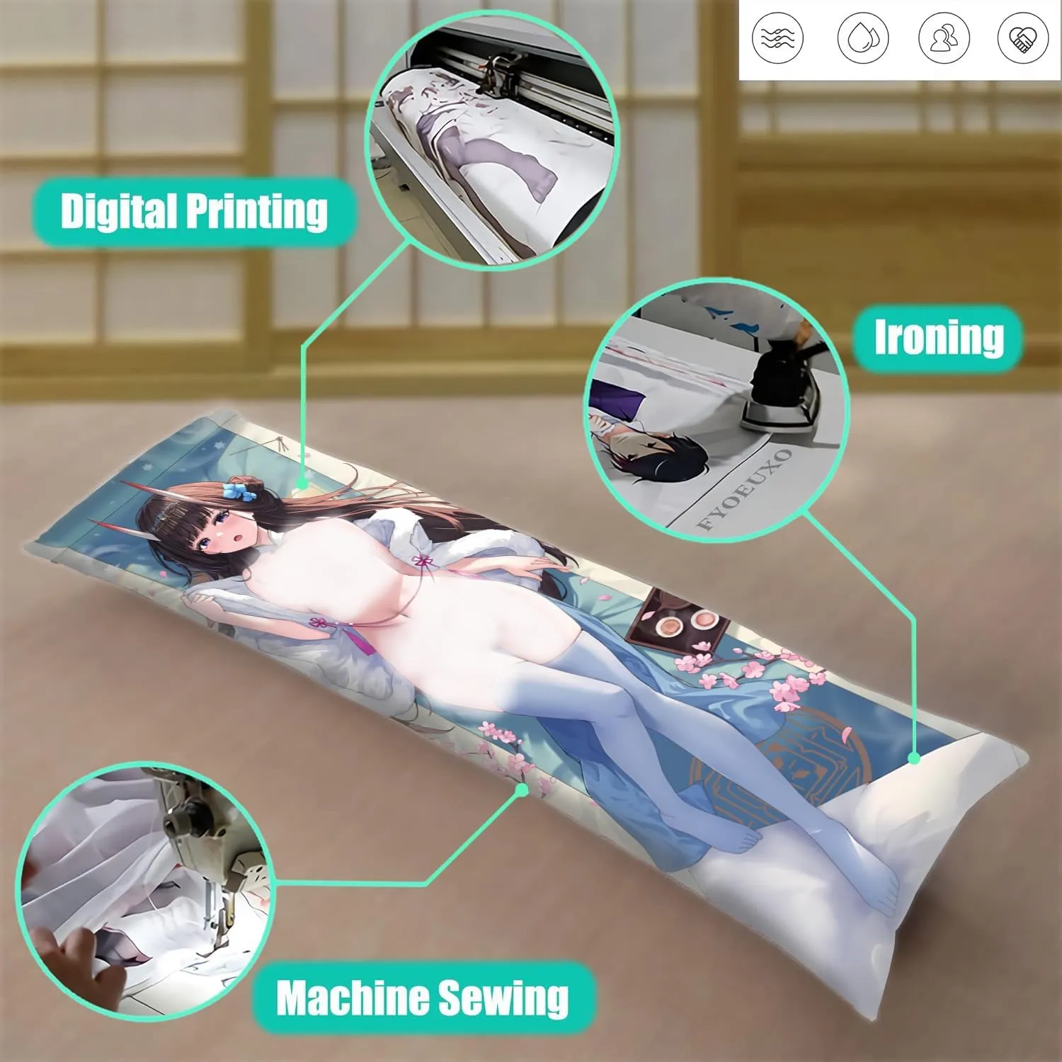 Dakimakura Anime Azur Lane Hugging Body Pillow Case, 19""x59"" Throw Pillow Cover, Double-Sided Print Bedding Decorative Pillowcase (IJN Noshiro), FA11K