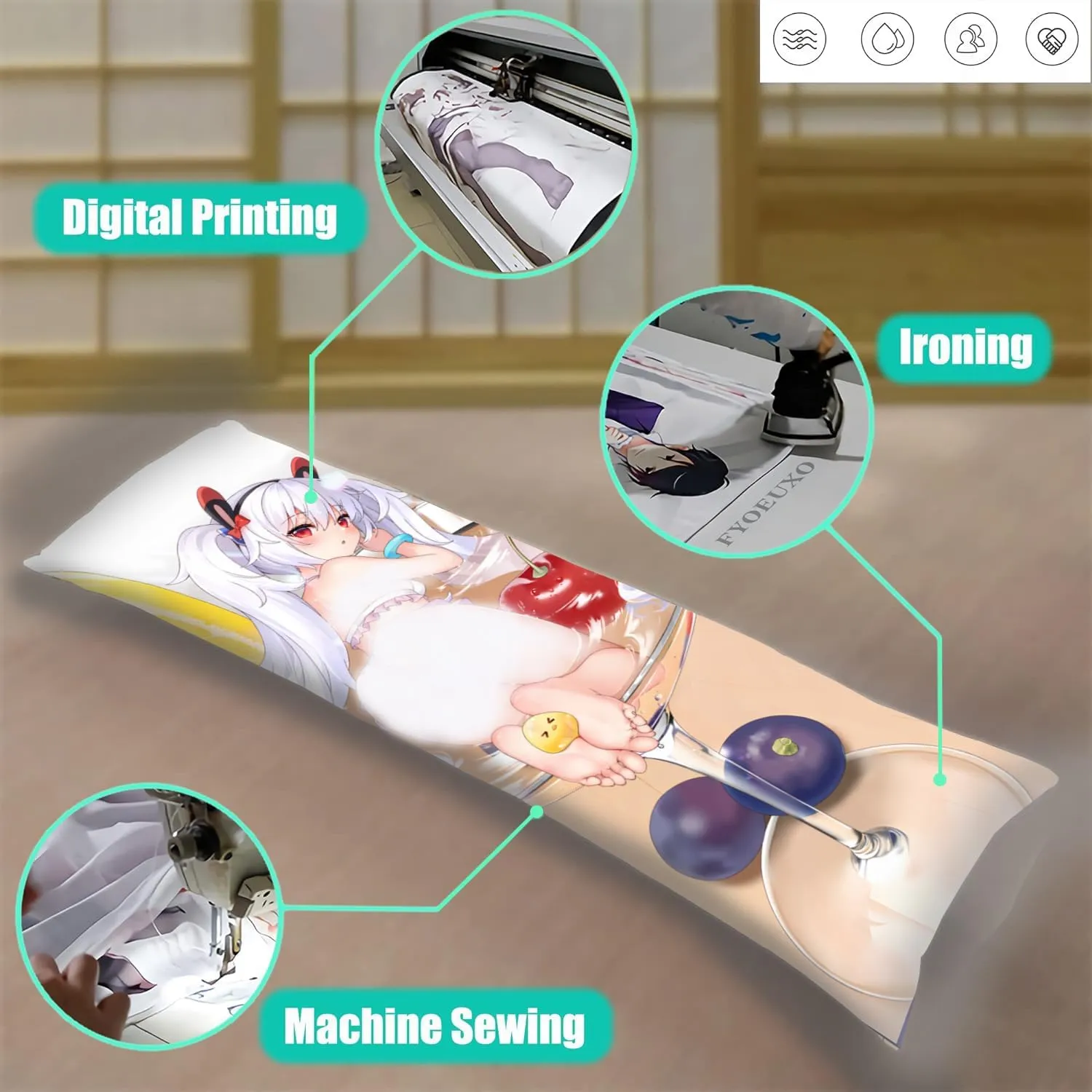 Dakimakura Anime Azur Lane Hugging Body Pillow Case, 19""x59"" Throw Pillow Cover, Double-Sided Print Bedding Decorative Pillowcase (USS Laffey), FA11K