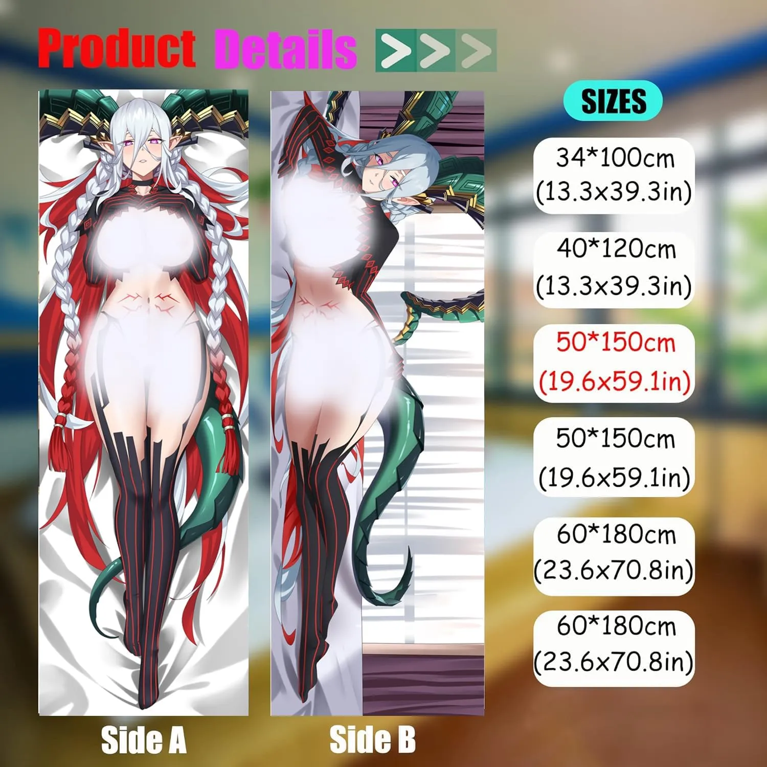 Dakimakura Anime Fate Hugging Body Pillow Case, 19""x59"" Throw Pillow Cover, Double-Sided Print Bedding Decorative Pillowcase (Tiamat)