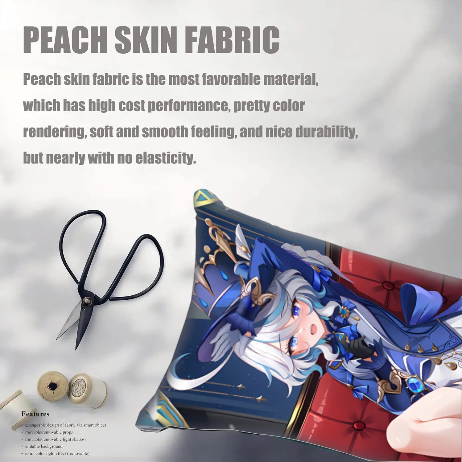 Dakimakura Anime Genshin Impact Hugging Body Pillow Case, 19""x59"" Throw Pillow Cover, Double-Sided Print Bedding Decorative Pillowcase (Furina), FA12K