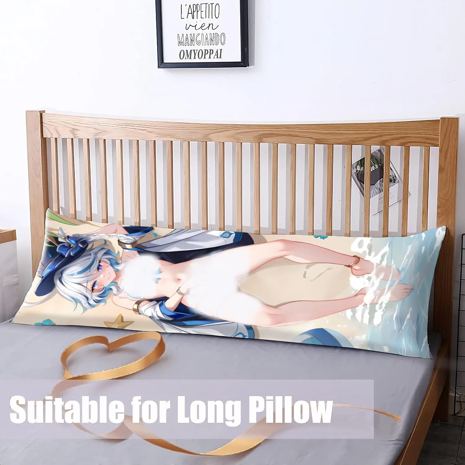 Dakimakura Anime Genshin Impact Hugging Body Pillow Case, 19""x59"" Throw Pillow Cover, Double-Sided Print Bedding Decorative Pillowcase (Furina), FA12K