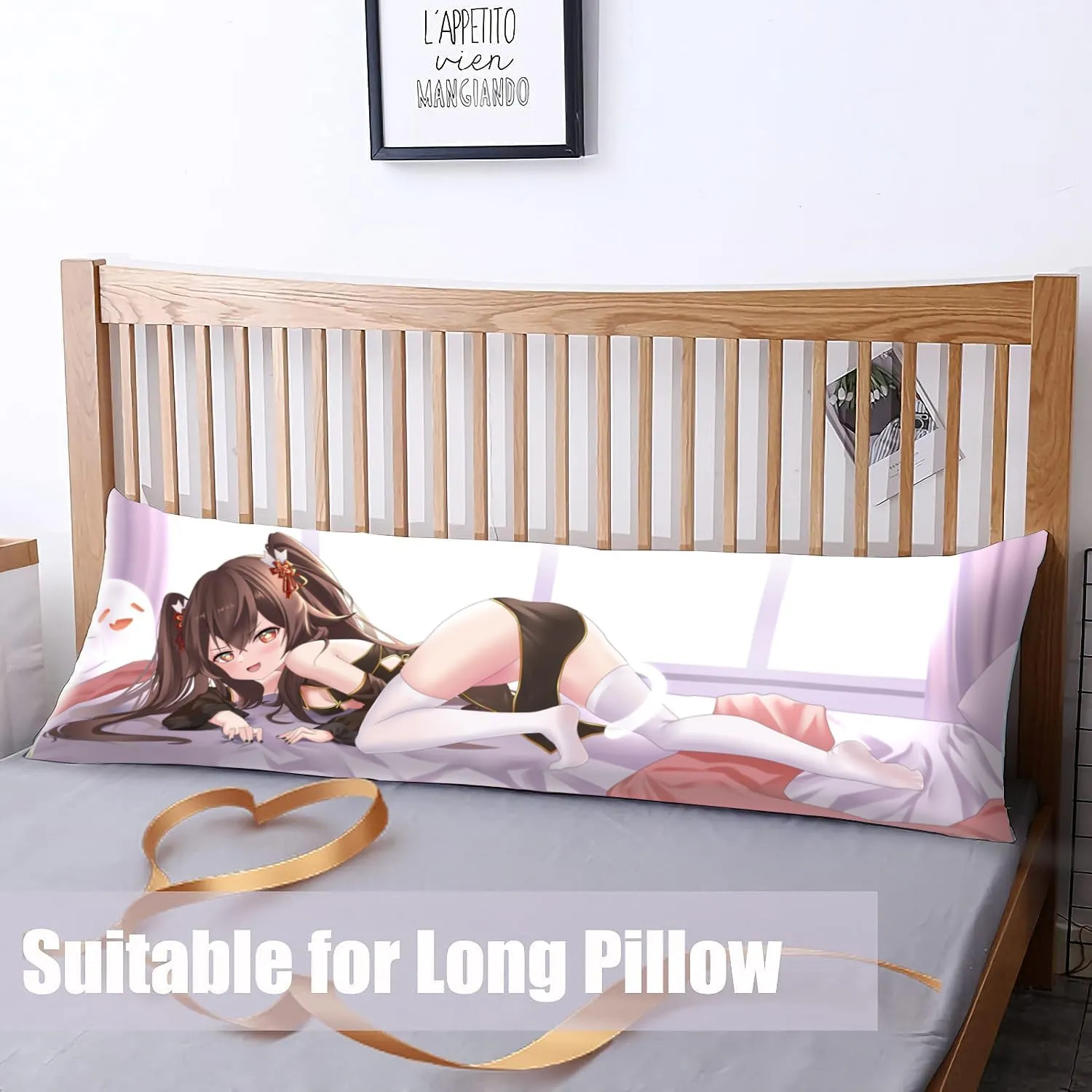 Dakimakura Anime Genshin Impact Hugging Body Pillow Case, 19""x59"" Throw Pillow Cover, Double-Sided Print Bedding Decorative Pillowcase (Hu Tao), FA12K