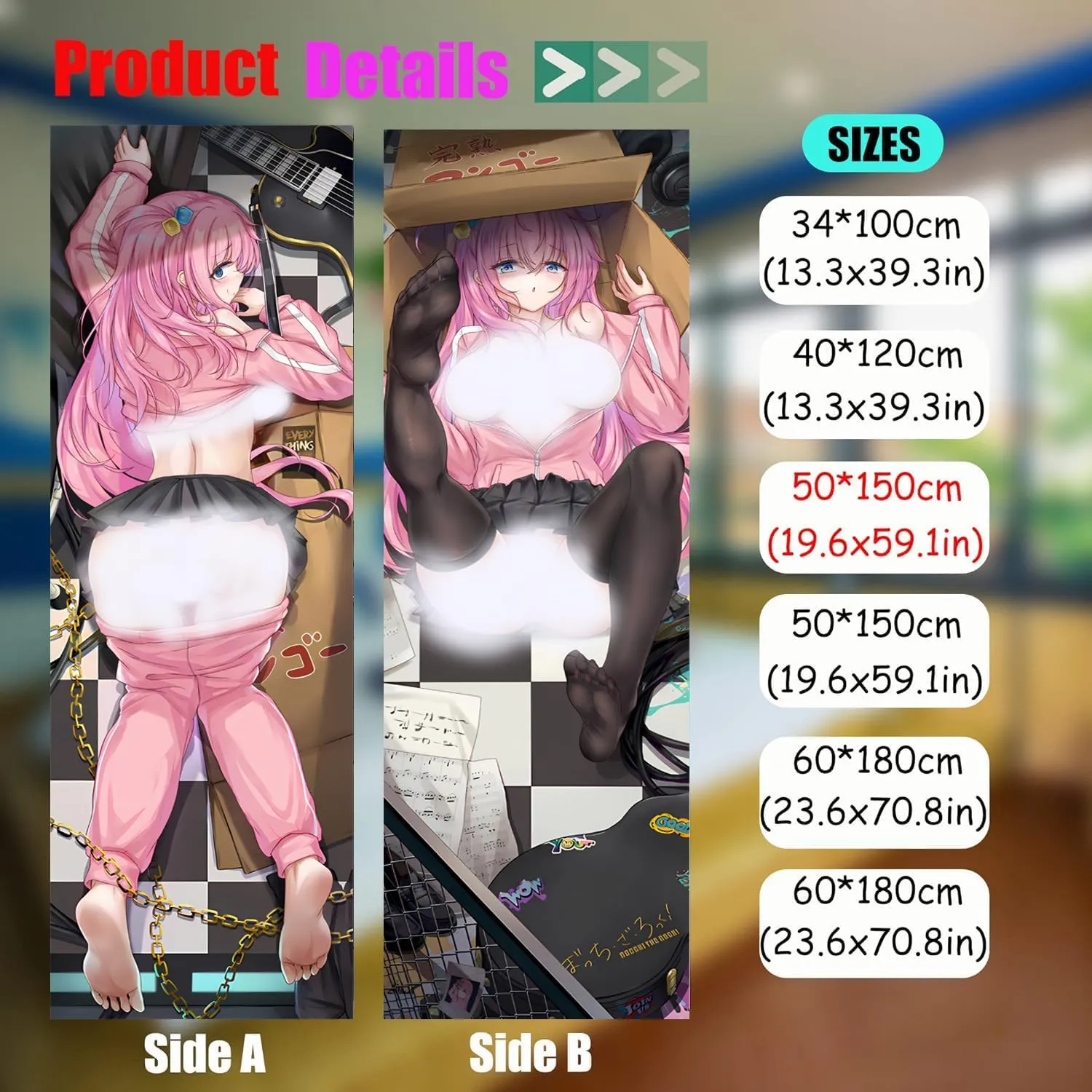 Dakimakura Anime Original Hugging Body Pillow Case, 19""x59"" Throw Pillow Cover, Double-Sided Print Bedding Decorative Pillowcase (D), FA08K