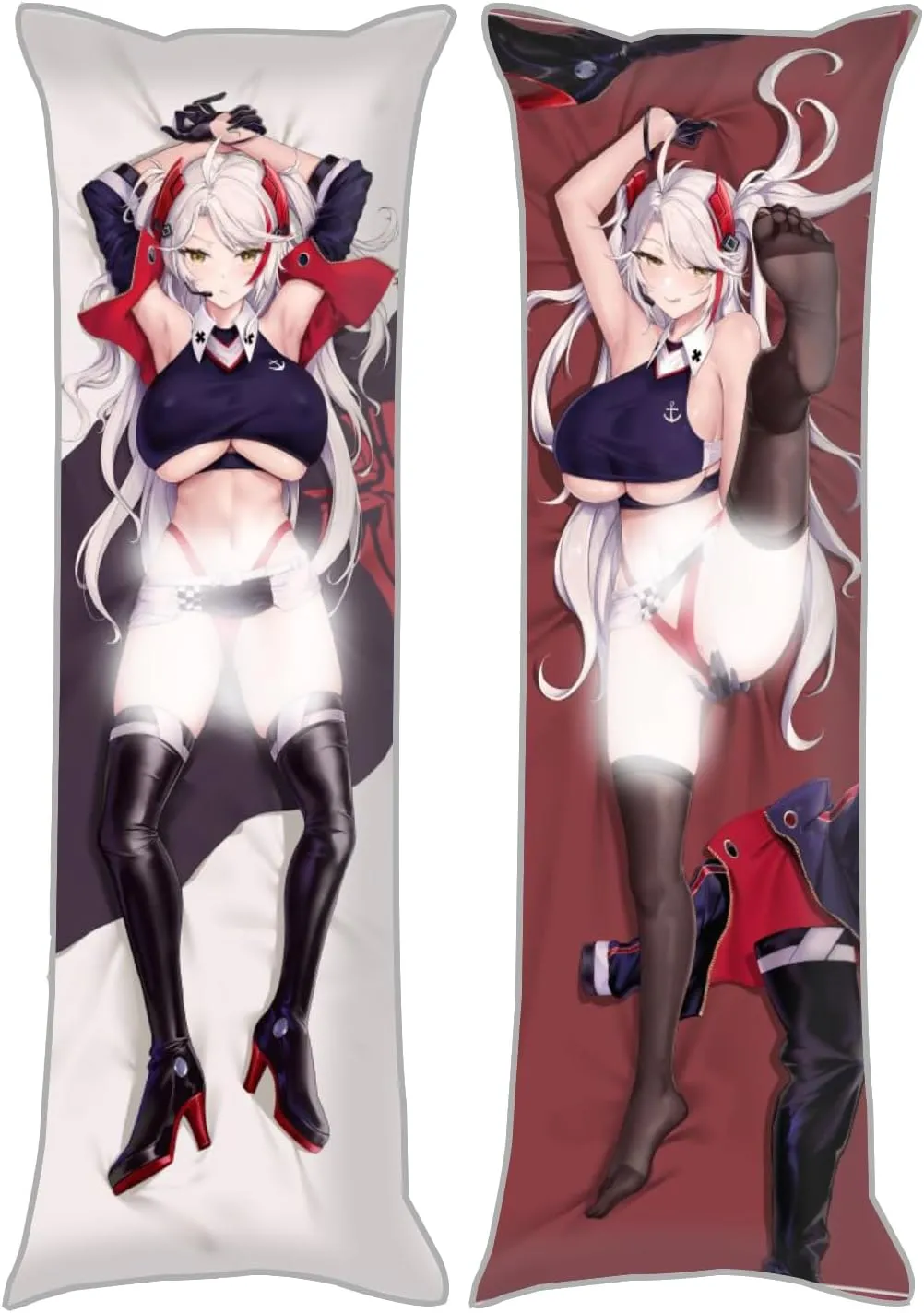 Dakimakura Azur Lane 20"x59"Anime Pillowcase Double-Sided Pattern Hugging Body Pillow Cover Case Peach Skin (KMS Prinz Eugen)