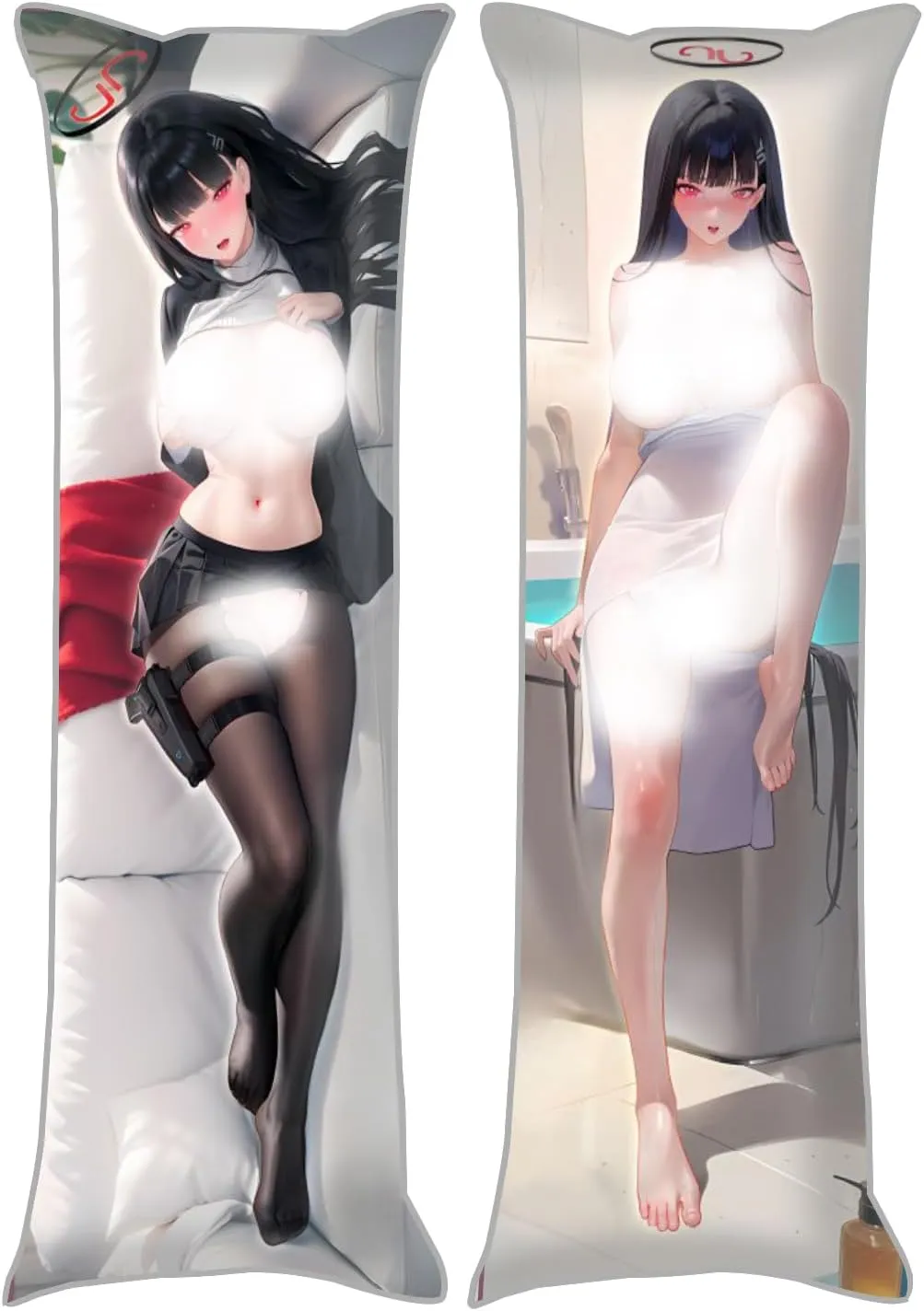 Dakimakura Blue Archive 20"x59"Anime Pillowcase Double-Sided Pattern Hugging Body Pillow Cover Case Peach Skin (Li Yin)