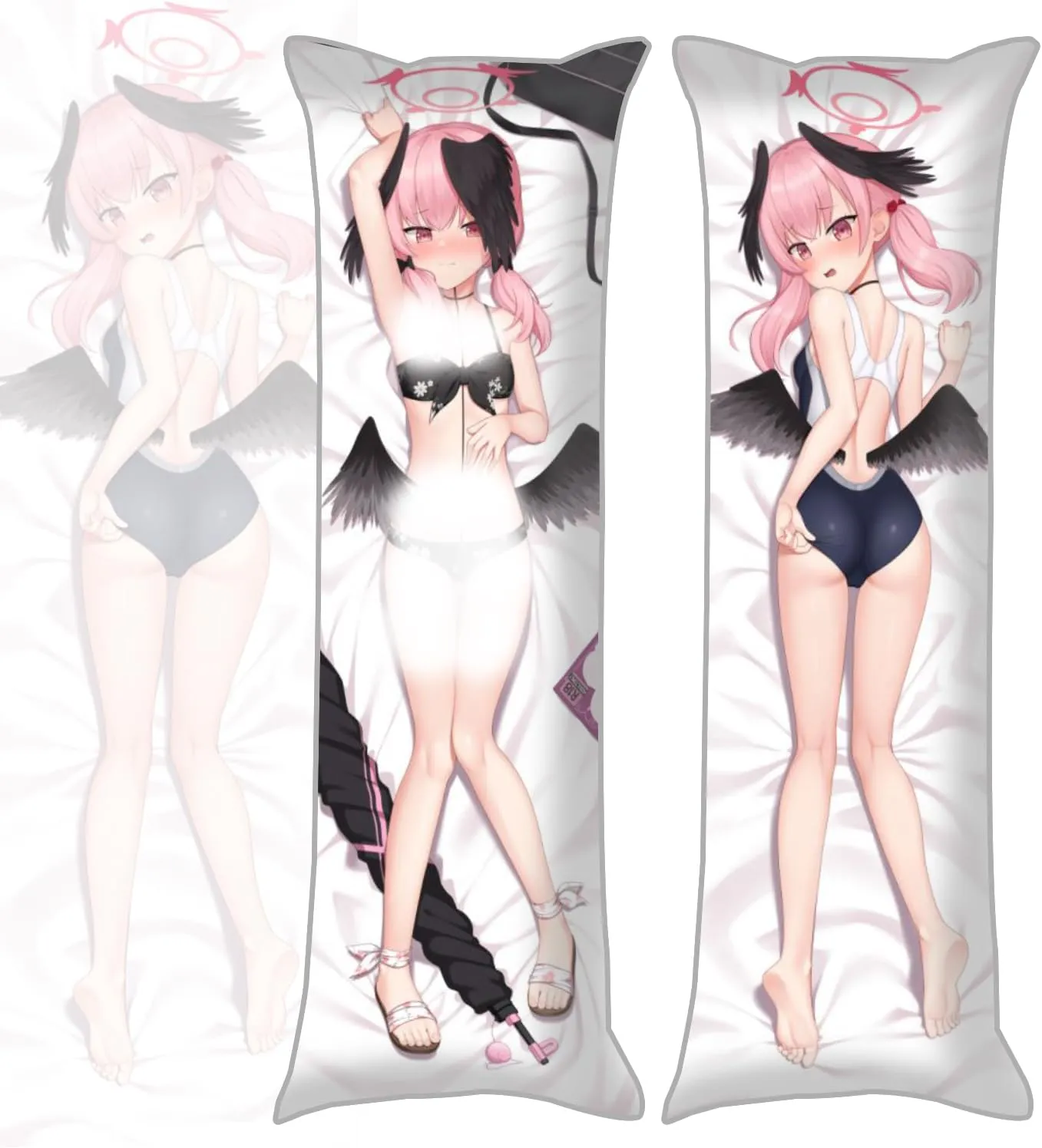 Dakimakura Blue Archive 20"x59"Anime Pillowcase Double-Sided Pattern Hugging Body Pillow Cover Case Peach Skin (Shimoe Koharu)