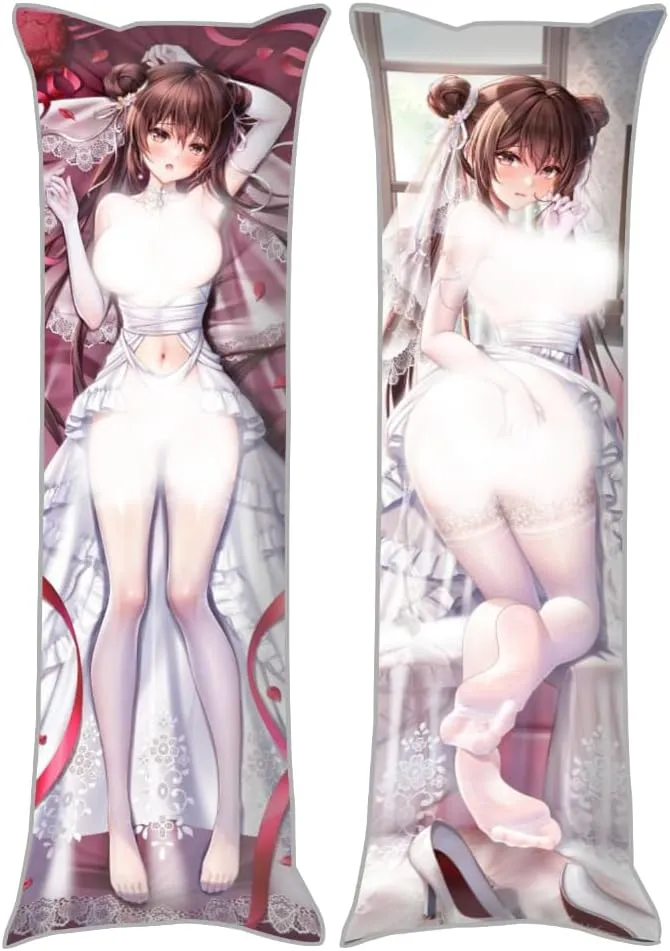 Dakimakura Original 20"x59" Anime Pillowcase Double-Sided Pattern Hugging Body Pillow Cover Case Peach Skin (D)