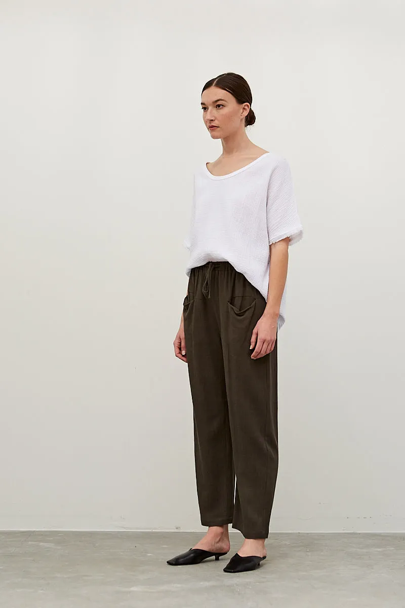 Dark Olive Linen Pants