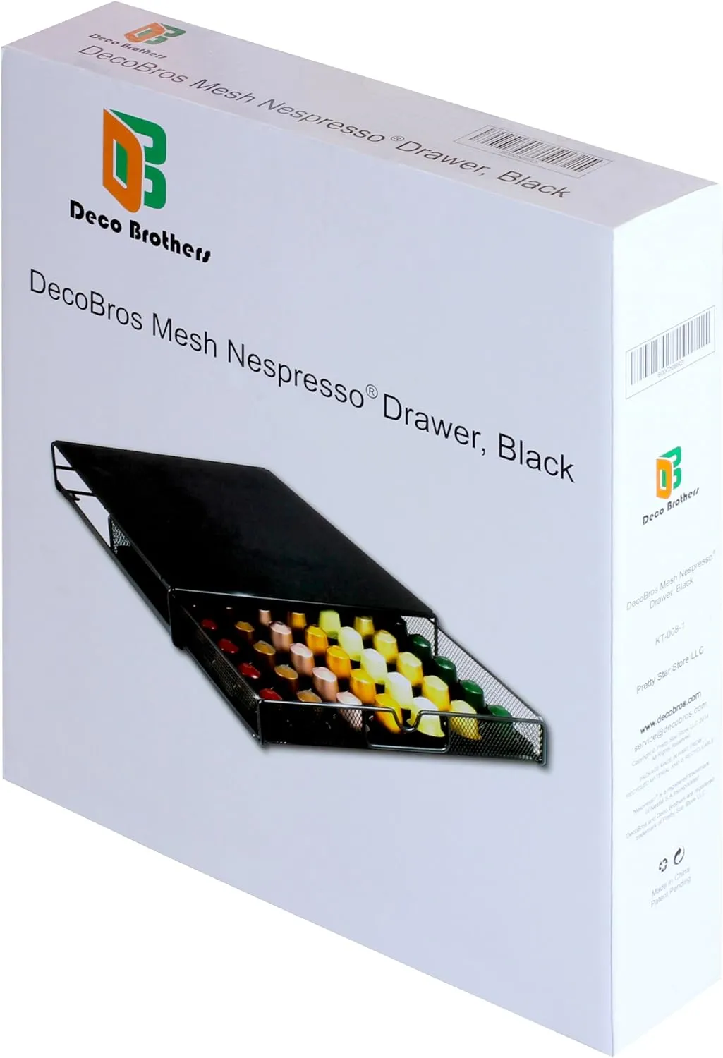 DecoBrothers OriginalLine Pod Holder Mesh Drawer, 56 Nespresso Capsule Organizer, Black
